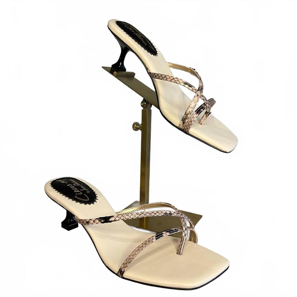 NEW CIRCUS BY SAM EDELMAN women's juliet kitten heel sandal in beige